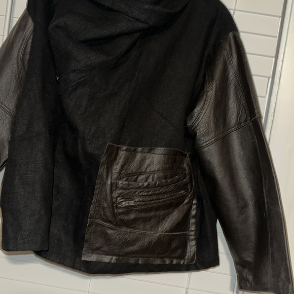Artists and Revolutionaries Linen & Leather Jacket, Black - Picture 5 of 16